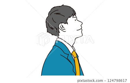 Profile of a smiling man in a suit looking up Profile of a smiling man in a suit looking up 124798617