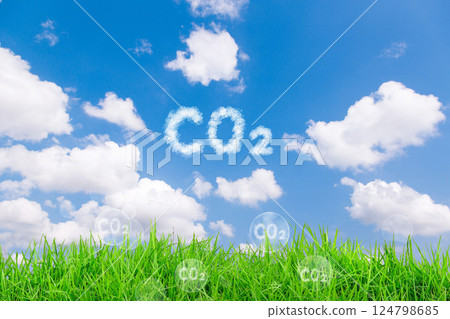 CO2 reduction symbol, climate change limiting global warming and sustainable development and green business and icons for ESG, CO2 and Net Zero. 124798685