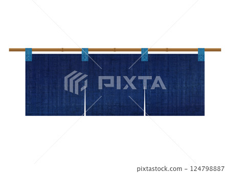 Indigo linen shop curtain Indigo linen shop curtain 124798887