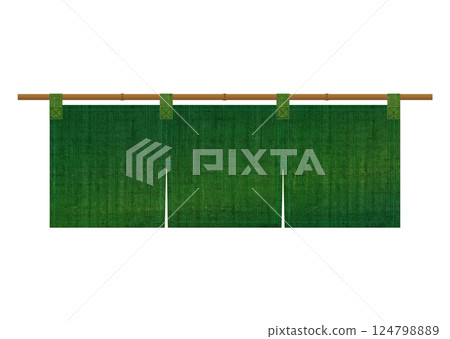 Green linen shop curtain 124798889