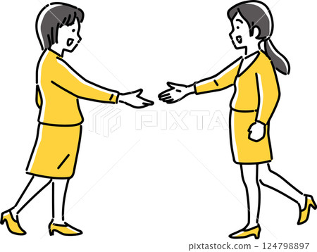 兩個女人握手 124798897