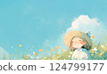 藍天和微笑的女孩 124799177