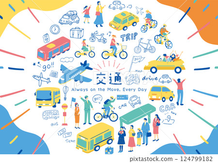 People using various forms of transportation 124799182