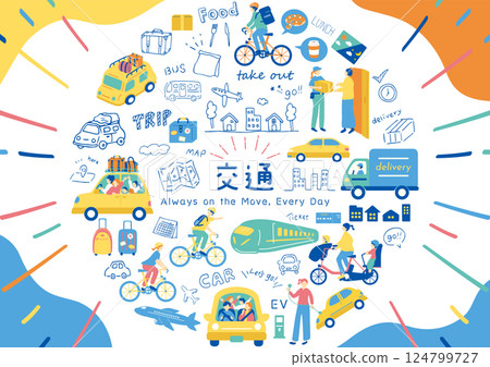 使用各種交通工具的人 124799727