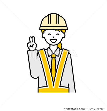 Upper body pose_simple traffic controller woman 04 124799789