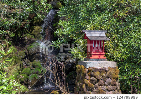 弁財天神社的舒緩風景和箱根神社境內清澈的瀑布 124799989