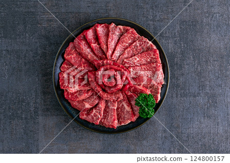 國產黑毛和牛 - 烤肉用大腿肉 - 鳥瞰圖 124800157