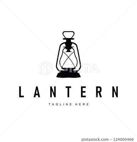 graphic symbol design hand drawn logo lantern lamp simple minimalist with antique old concept illustration template 124800466