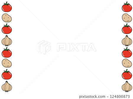 Cute frame of tomatoes, potatoes and onions Cute frame of tomatoes, potatoes and onions 124800873