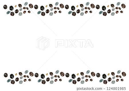 Papaya seeds watercolor illustration horizontal frame isolated on white. Hand-painted tropical fruit clip art perfect for culinary design, labels, cards, packages and menu. Textured. Monochrome. Stone Papaya seeds watercolor illustration horizontal frame isolated on white. Hand-painted tropical fruit clip art perfect for culinary design, labels, cards, packages and menu. Textured. Monochrome. Stone 124801985