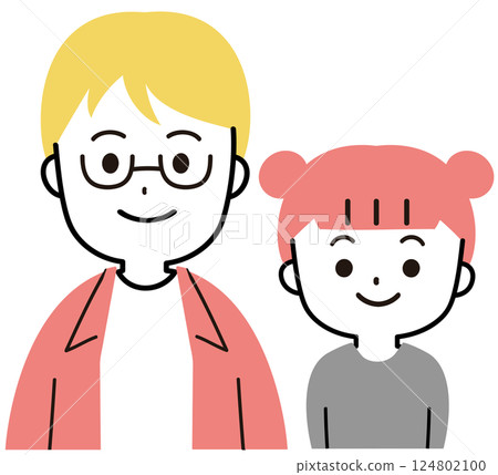Smiling man and girl family icon illustration Smiling man and girl family icon illustration 124802100