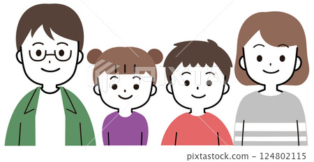 A cute and simple illustration of a smiling family A cute and simple illustration of a smiling family 124802115