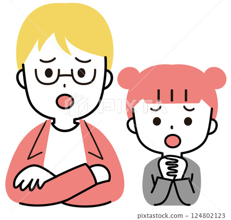 Troubled man and girl family icon illustration 124802123