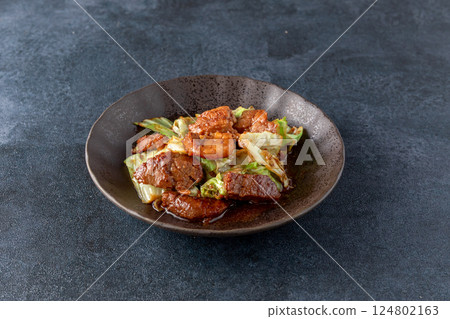 Grilled miso-marinated pork and stir-fried vegetables Grilled miso-marinated pork and stir-fried vegetables 124802163