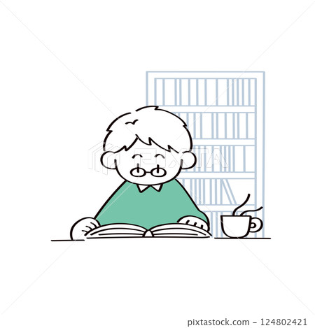 一個男人讀一本書的插圖 一個男人讀一本書的插圖 124802421