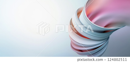 A vibrant light swirl creates a captivating abstract background, blending smooth curves and colors, perfect for artistic projects or digital designs. 124802511
