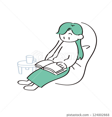 一個女人讀書的插圖 一個女人讀書的插圖 124802668