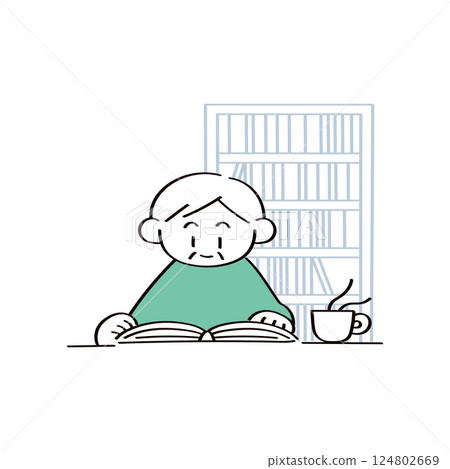 一個男人讀一本書的插圖 一個男人讀一本書的插圖 124802669