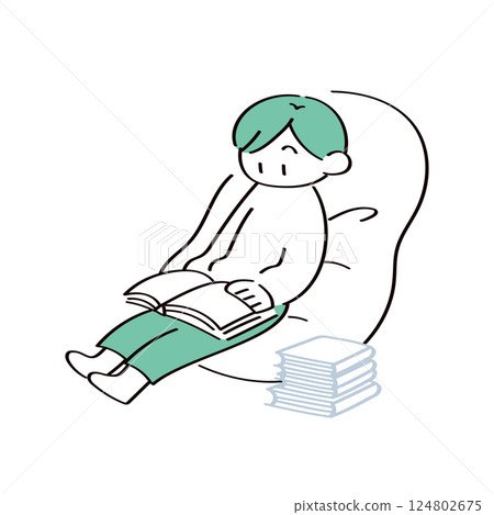 一個男人讀一本書的插圖 124802675