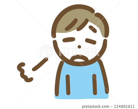 A disappointed man sighing A disappointed man sighing 124802811