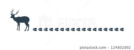 Line silhouette of a deer walking and leaving footprints Line silhouette of a deer walking and leaving footprints 124802892