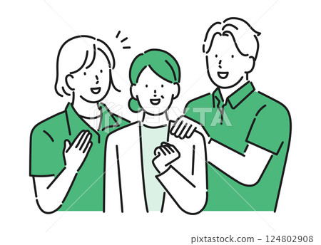 Illustration material [care image]: Young care staff supporting the elderly 124802908