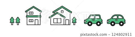 Illustration material: detached house and car 124802911