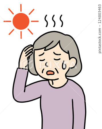 Senior woman suffering from heat stroke 1 (Sun mark) Senior woman suffering from heat stroke 1 (Sun mark) 124803463