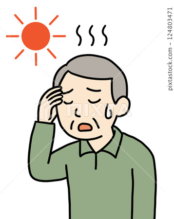 Senior man suffering from heat stroke 1 (Sun mark) Senior man suffering from heat stroke 1 (Sun mark) 124803471
