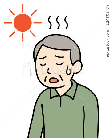 Senior man suffering from heat stroke 2 (Sun mark) 124803475