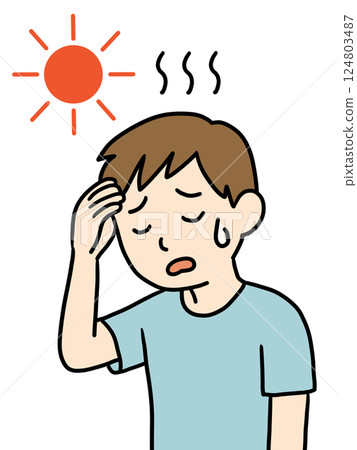 Young man suffering from heatstroke 1 (Sun mark) Young man suffering from heatstroke 1 (Sun mark) 124803487