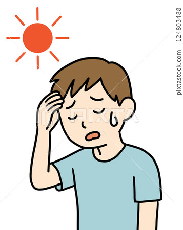Young man suffering from heatstroke 1 (Sun) 124803488