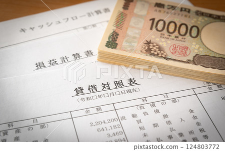 Financial statements and 10,000 yen bills Balance sheet Accounting 124803772