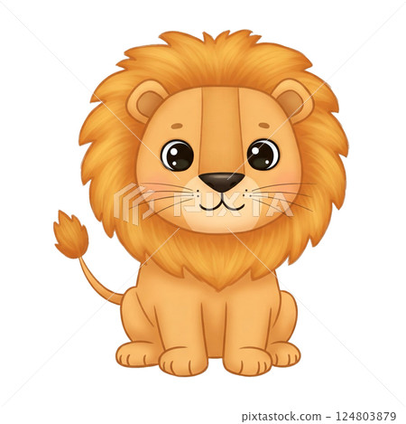 Simple and cute lion illustration 124803879