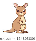 Simple and cute kangaroo illustration 124803880