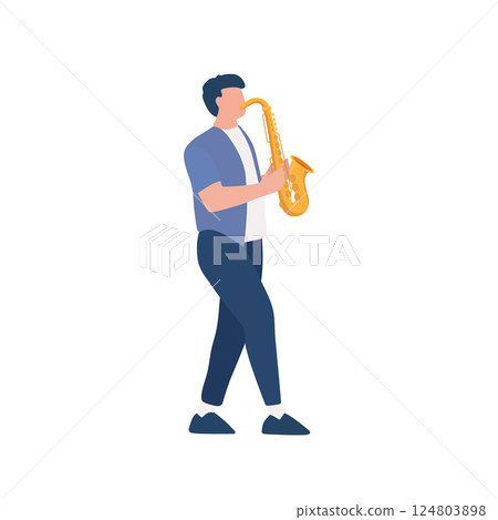 Man playing jazz music on saxophone. Man playing jazz music on saxophone. 124803898