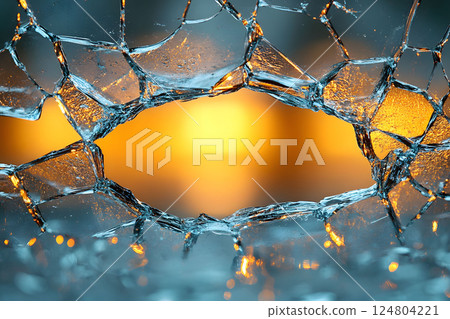 Abstract Shattered Glass with Warm Light in the Background - Creative Design for Print and Digital Use Generative AI Abstract Shattered Glass with Warm Light in the Background - Creative Design for Print and Digital Use Generative AI 124804221