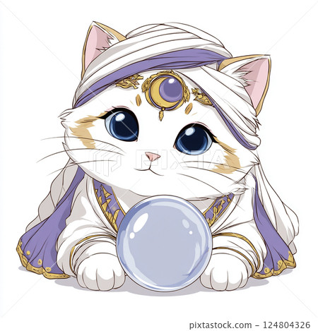 Cute cat fortune teller AI image 124804326
