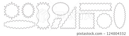 Black scallop line borders set isolated on white 124804332