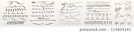 Hand drawn highlight strokes set 124804345
