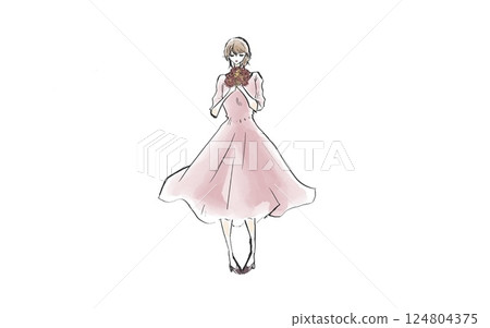 手捧花的女人 124804375