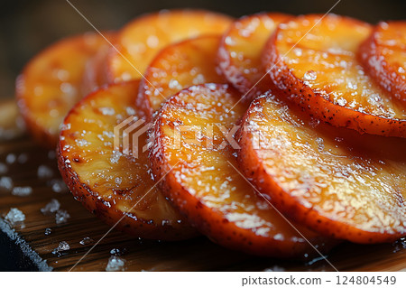 Caramelized Orange Slices with Sugar Crystals - Gourmet Dessert Photography Generative AI 124804549