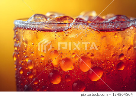 Refreshing Iced Beverage with Bubbles and Condensation in Close-Up Generative AI 124804564