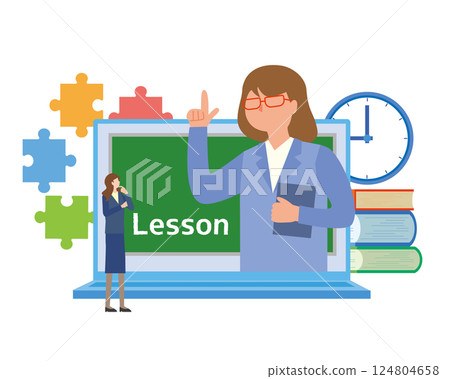Illustration of online lessons Illustration of online lessons 124804658