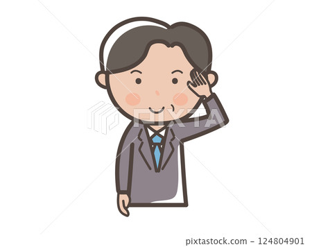 一位中年男性商人做出理解敬禮的上半身插圖 124804901