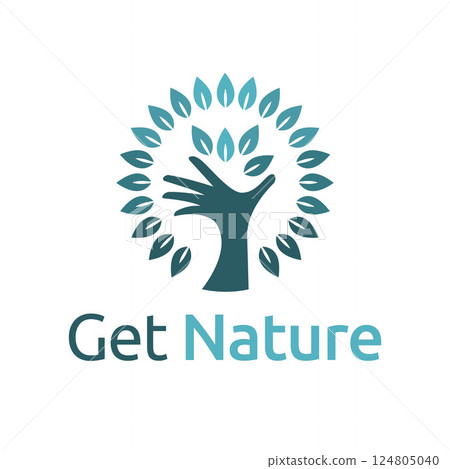 Green Tree Hand Get Circle Nature Leaves Logo Template Green Tree Hand Get Circle Nature Leaves Logo Template 124805040