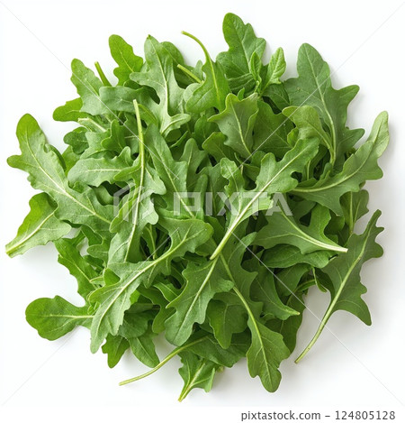 Fresh organic arugula leaves for healthy cooking and salad garnish with vibrant green colors 124805128
