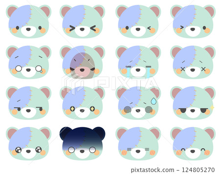 Various faces of Halloween bear 124805270