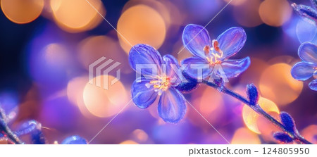 Lavender flowers in the foreground blurred background macro photography. 124805950