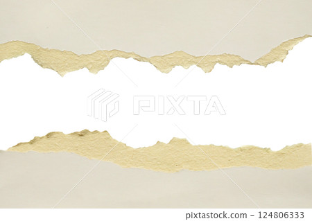 Gray ripped paper torn edges strips isolated on white background 124806333